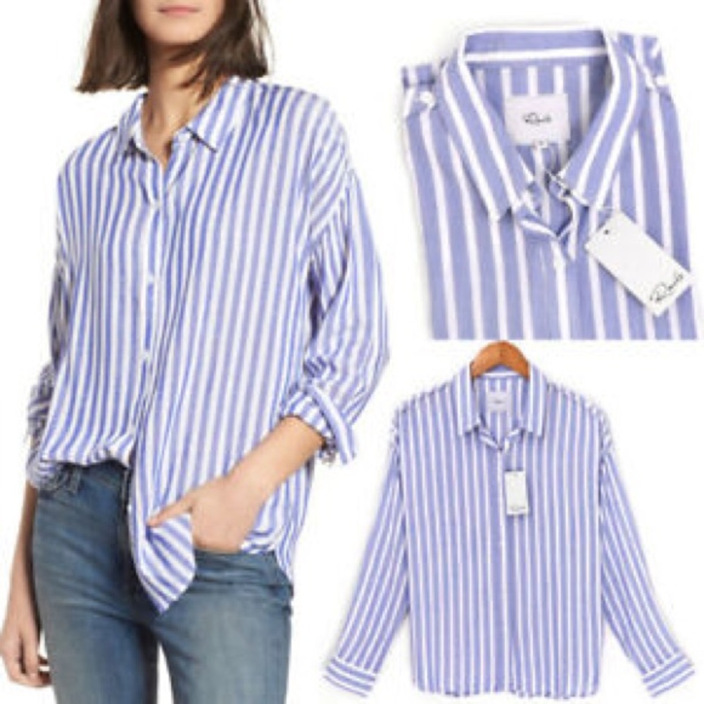 Rails Josephine Blue and White Striped Shirt M